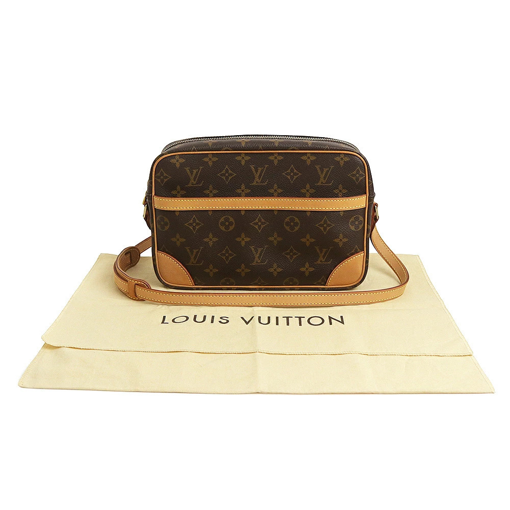 Louis Vuitton Monogram Bag Trocadero Crossbody Brown Leather Shoulder